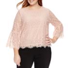 Worthington Lace Bell Sleeve Blouse - Plus