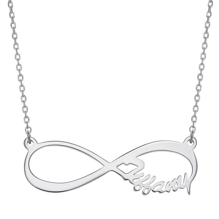 Personalized Womens Sterling Silver Infinity Pendant Necklace