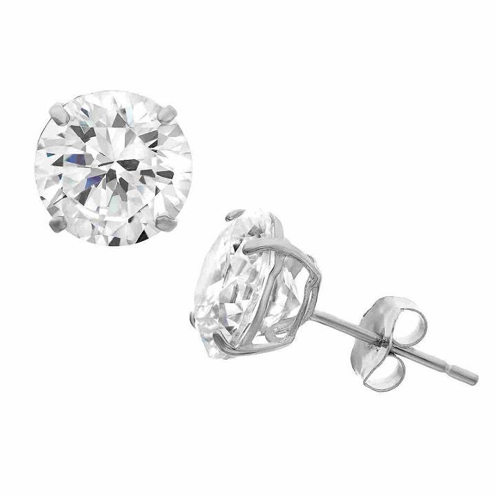 Diamonart 1 1/2 Ct. T.w. White Cubic Zirconia Round Stud Earrings