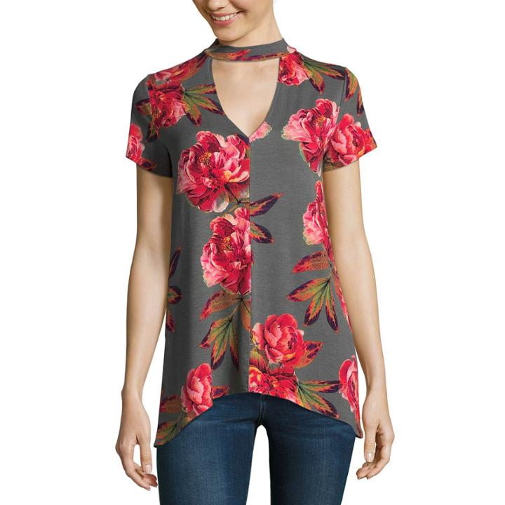 A.n.a Short Sleeve V Neck Jersey Blouse
