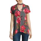 A.n.a Short Sleeve V Neck Jersey Blouse