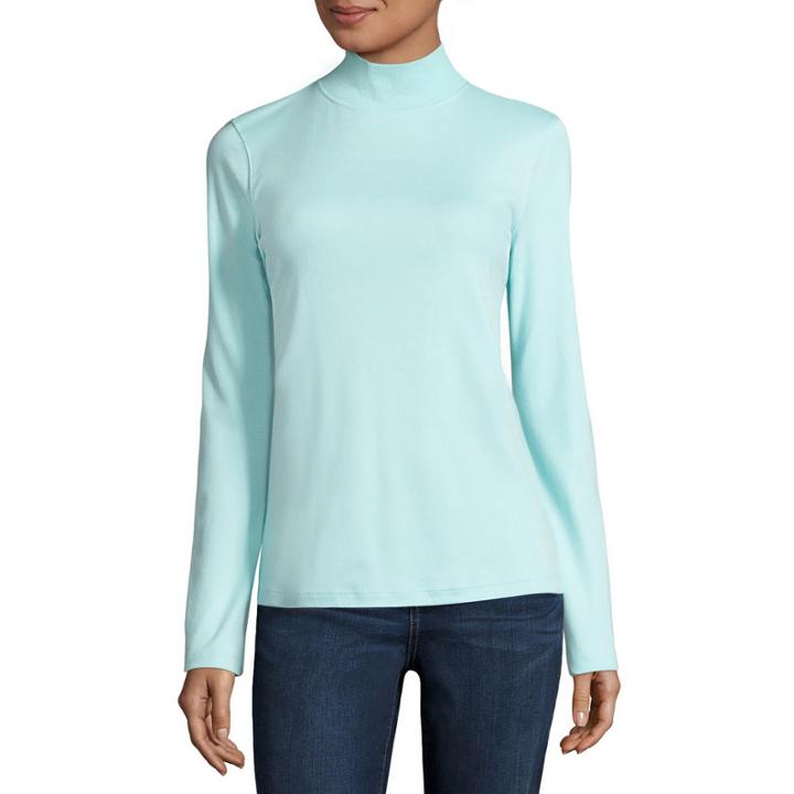 St. John's Bay Long-sleeve Mockneck Top