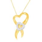 Womens 1/10 Ct. T.w. White Diamond 10k Two Tone Gold Heart Pendant Necklace