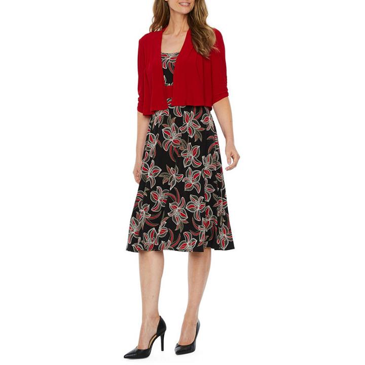 Perceptions Elbow Sleeve Floral Puff Print Jacket Dress