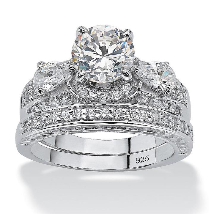 Diamonart Womens 3 1/2 Ct. T.w Cubic Zirconia White Bridal Set