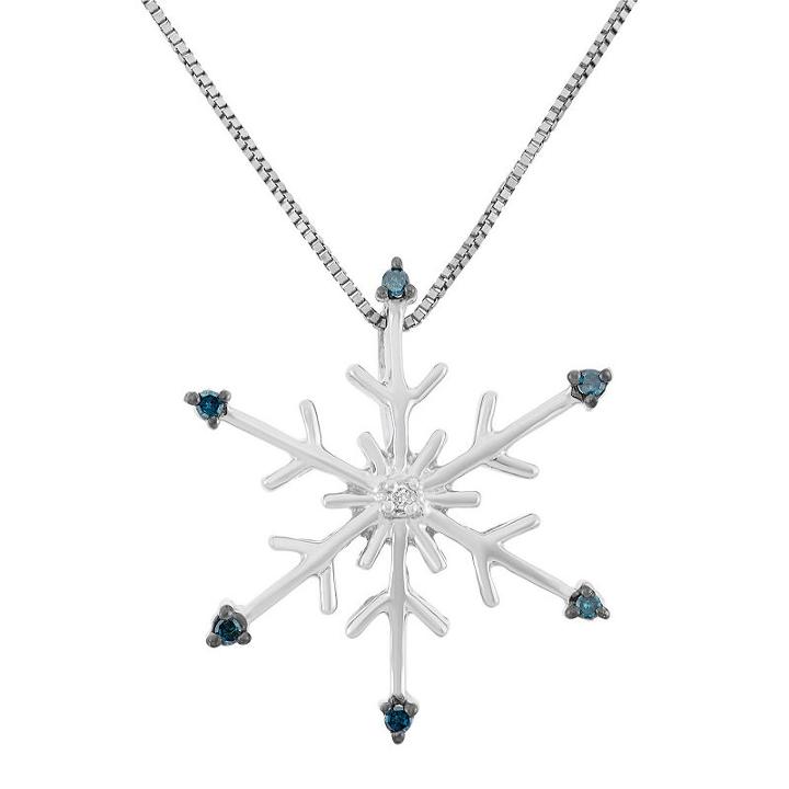 Womens Diamond Accent Blue Diamond Pendant Necklace