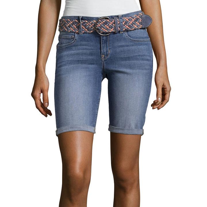 Wallflower 9 Denim Bermuda Shorts-juniors