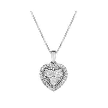 Trumiracle Womens 1/4 Ct. T.w. White Diamond Sterling Silver Pendant Necklace