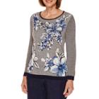 Alfred Dunner 3/4 Sleeve Crew Neck Pullover Sweater-petites