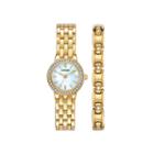 Citizen Womens Crystal-accent Gold-tone Stainless Steel Bracelet And Watch Set Ej6102-64d