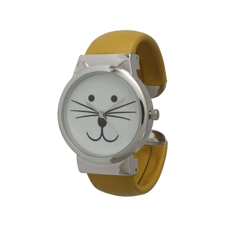 Olivia Pratt Womens Tomcat Dial Mustard Leather Cuff Watch 13895