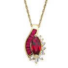 Lab-created Ruby And White Sapphire 14k Gold Over Sterling Silver Pendant