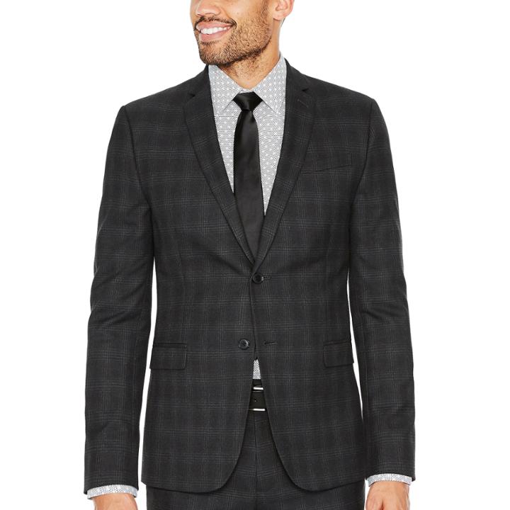 Jf J.ferrar Plaid Slim Fit Suit Jacket-slim