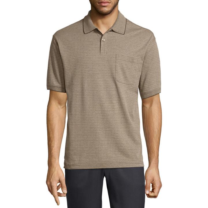Haggar Short Sleeve Geometric Jacquard Polo Shirt
