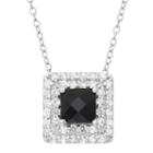 Genuine Black Onyx & Lab Created White Sapphire Sterling Silver Pendant