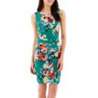 Bisou Bisou Sleeveless Floral Print Side-ruched Sheath Dress
