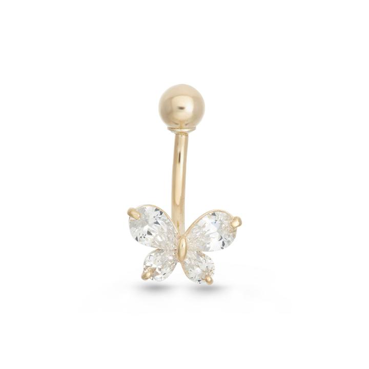10k Yellow Gold Cubic Zirconia Butterfly Belly Ring
