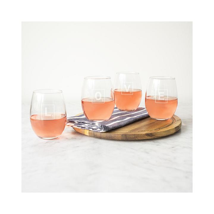 Cathy's Concepts Love Scrabble 4-pc. Wine Glass