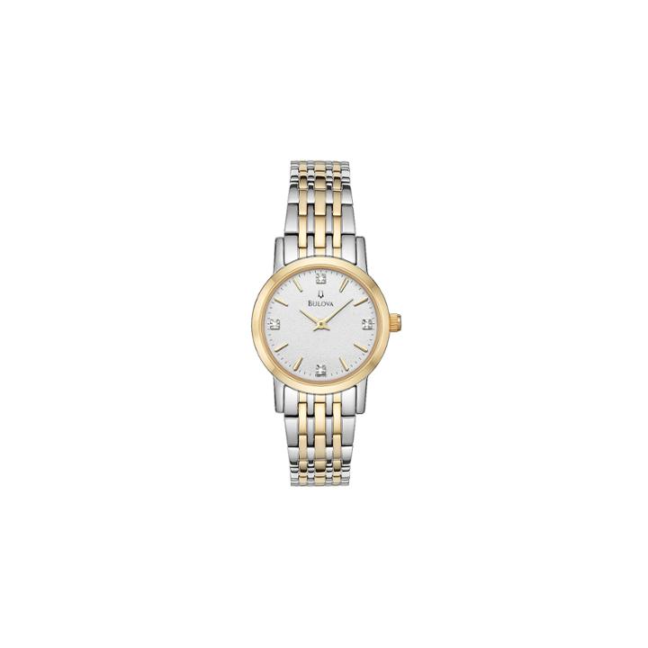 Bulova Womens Diamond-accent Two-tone Watch 98p115
