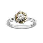 Personally Stackable Two-tone Genuine White Topaz Ring