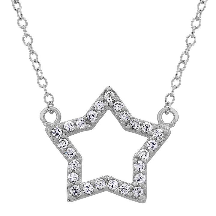 Diamonart Not Applicable Womens 1/2 Ct. T.w. White Cubic Zirconia Sterling Silver Pendant Necklace