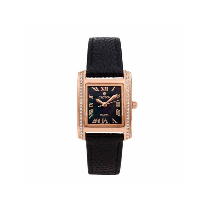Croton Womens Black Strap Watch-cn207057rgbk