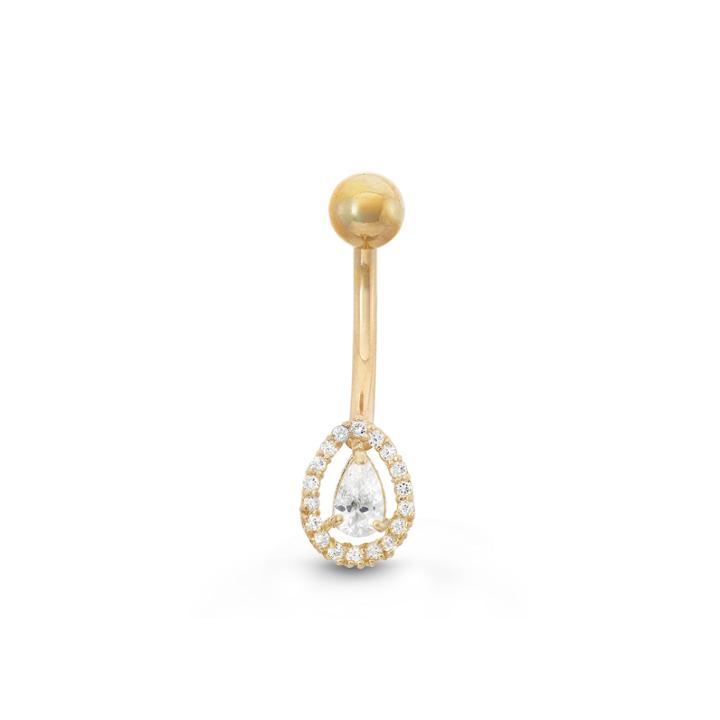 10k Yellow Gold Cubic Zirconia 6.9mm Pear Belly Ring