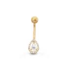 10k Yellow Gold Cubic Zirconia 6.9mm Pear Belly Ring