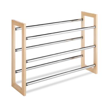 Whitmor Wood & Chrome 3-tier Shoe Rack