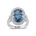 Genuine London Blue Topaz, White Topaz And Diamond-accent Ring