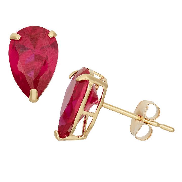 Lab Created Red Ruby 9mm Stud Earrings
