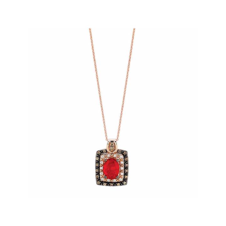 Grand Sample Sale By Le Vian Neon Tangerine Fire Opal 1/3ct. T.w. Vanilla Diamonds & Chocolate Diamonds In14k Strawberry Gold Pendant Necklace