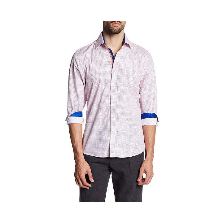 Tr Premium Jacquard Pink And Blue Contrast Slim Fit Dress Shirt
