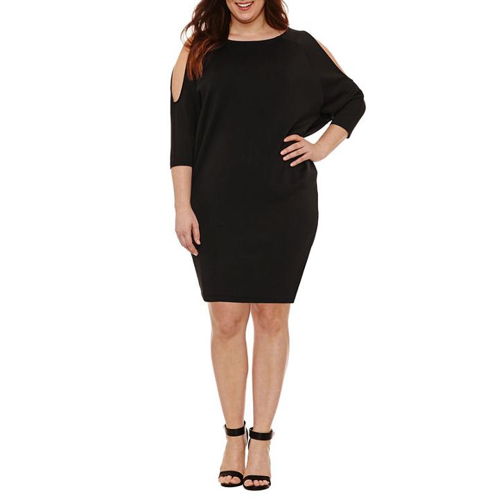 Boutique + 3/4 Split Sleeve Bodycon Dress - Plus
