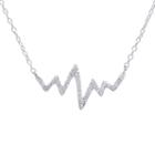 Silver Treasures Heartbeat Womens Clear Pendant Necklace