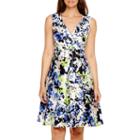 Black Label By Evan-picone Sleeveless Floral Fit-and-flare Dress