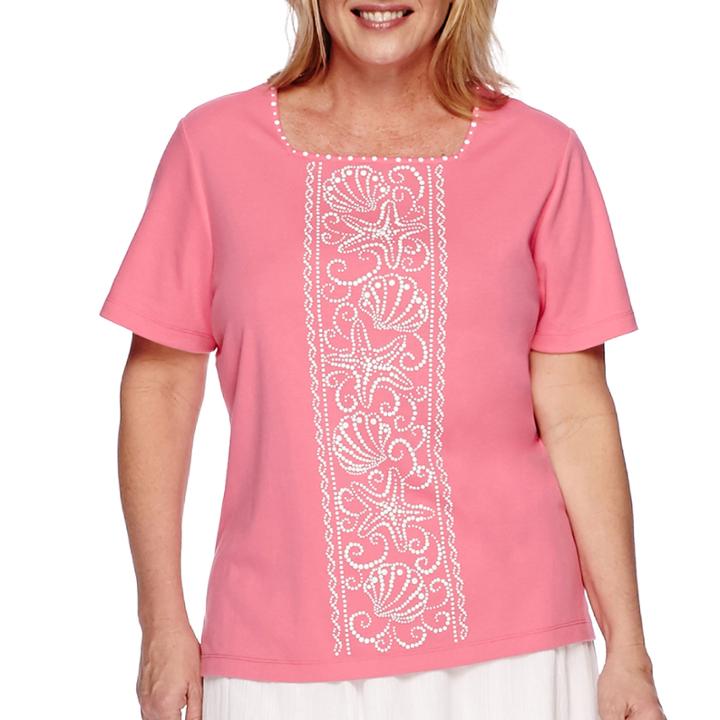 Alfred Dunner Acapulco Short-sleeve Seashell Center Tee - Plus