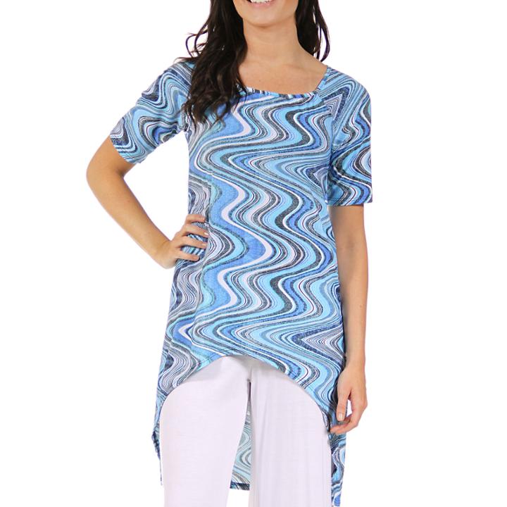 24/7 Comfort Apparel Asymmetrical Swirl Tunic Top