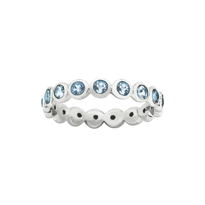 Personally Stackable March Blue Crystal Sterling Silver Eternity Ring