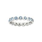 Personally Stackable March Blue Crystal Sterling Silver Eternity Ring