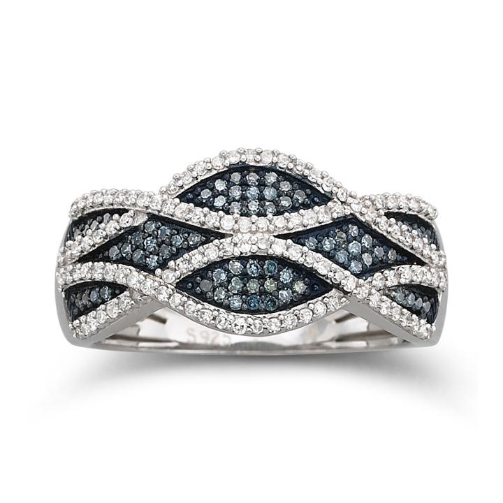 3/8 Ct. T.w. Blue & White Diamond Ring