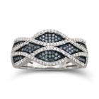 3/8 Ct. T.w. Blue & White Diamond Ring