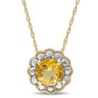 Womens 17 Inch Yellow Citrine 10k Gold Link Necklace