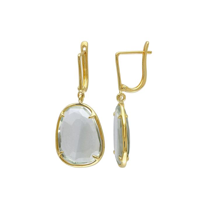 Faceted Genuine Green Quartz Earrings