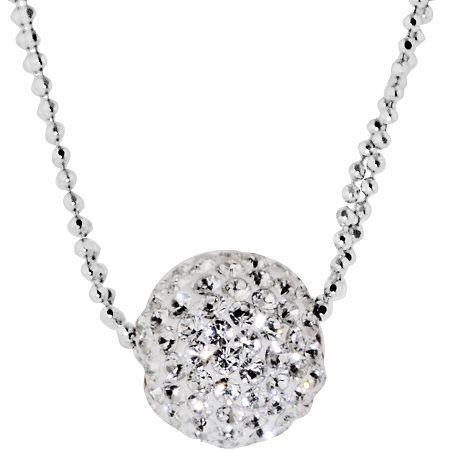 Sterling Silver Crystal Ball Double-chain Pendant Necklace