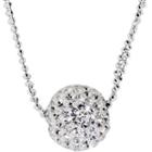 Sterling Silver Crystal Ball Double-chain Pendant Necklace