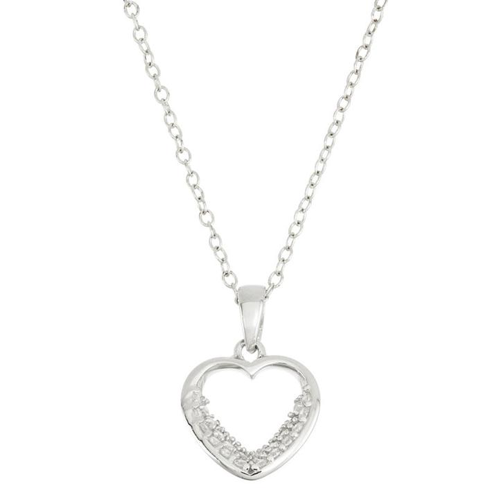 Diamonart Womens 3/8 Ct. T.w. White Cubic Zirconia Heart Pendant Necklace