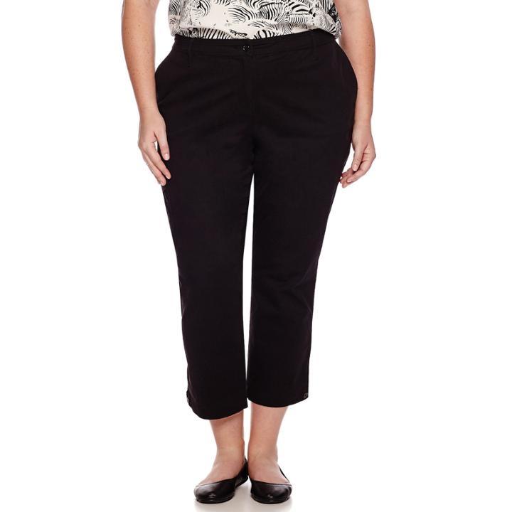 Liz Claiborne Stretch Twill Cargo Cropped Pants - Plus