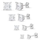 Diamonart 4 Pair Greater Than 6 Ct. T.w. White Cubic Zirconia Earring Sets