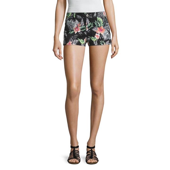 Arizona Black Floral Shorts-juniors